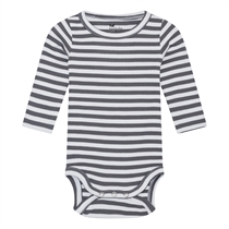 BIRKHOLM Stribet Rib Body Perfekt Hvid & Elefant Grå